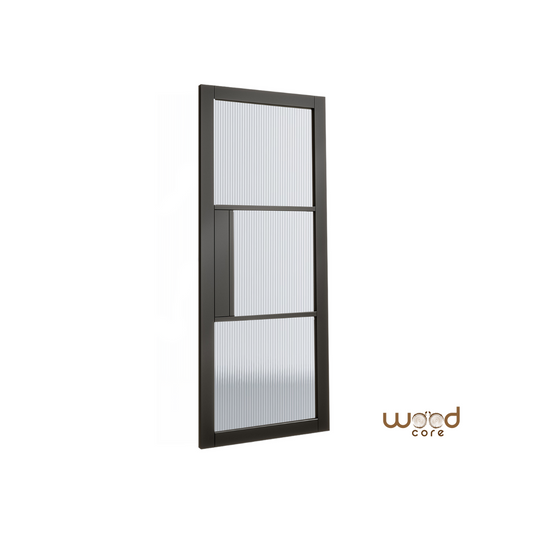 WC44GR Reeded Urban Style Premium Primed Black Mayfair Door Glass Crittaly Style