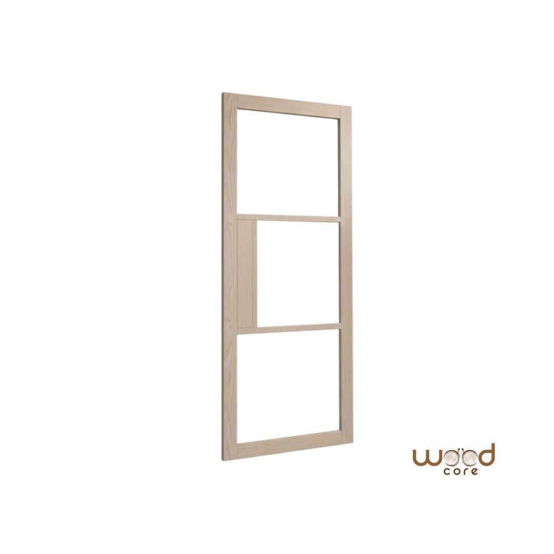 WC44GC Clear Glass Crittall Style Whitewashed Oak Internal Door