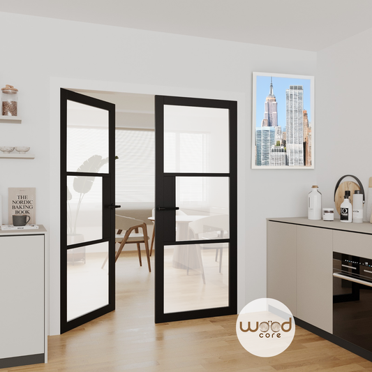 WC44G Frosted Urban Style Premium Primed Black Door
