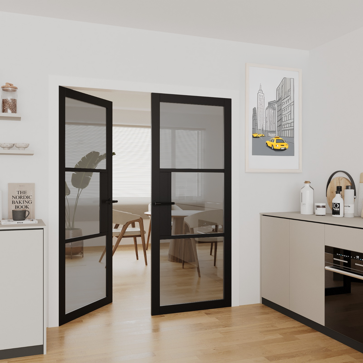 WC44GT black internal door with tinted glass, Mayfair style