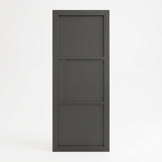 WC44 solid black internal door, Mayfair style close-up
