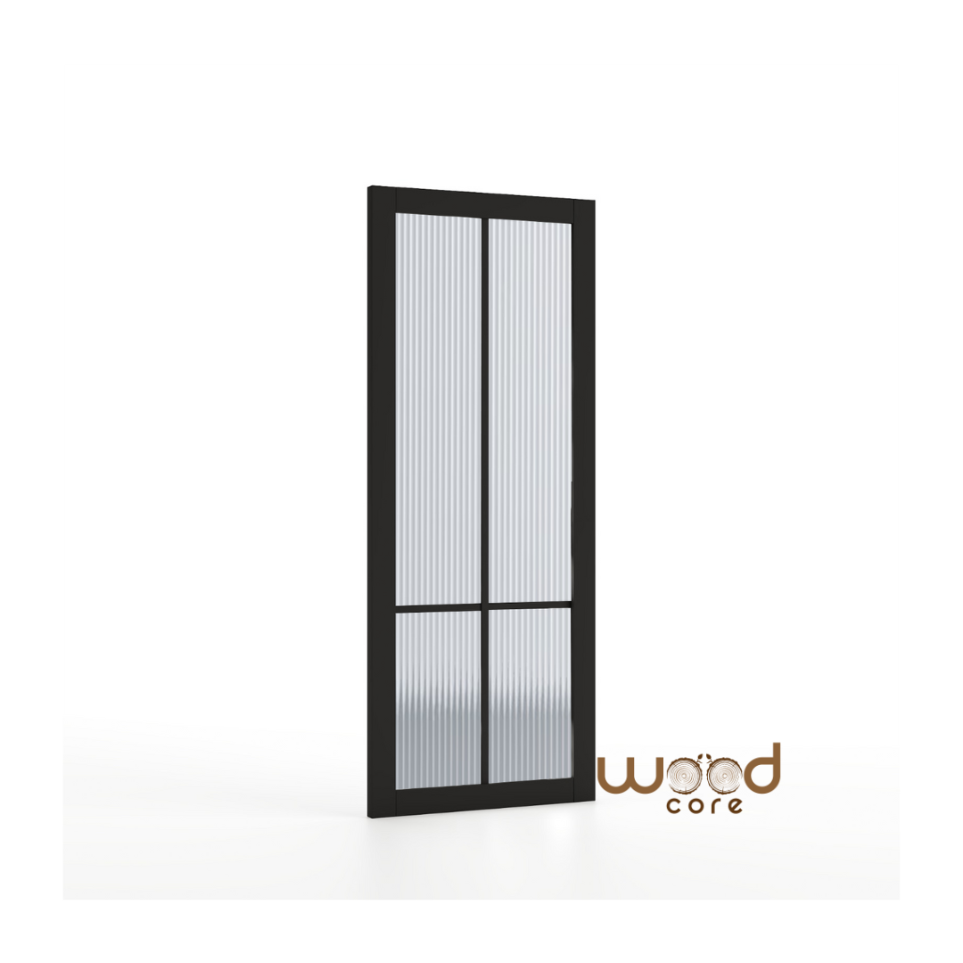 WC45GR Urban Style Premium Primed Black Reeded Glass Internal Door New+