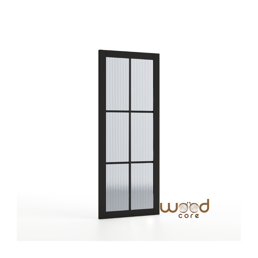 WC46G Reeded Glass Urban Style Premium Primed Black Mayfair Internal Door