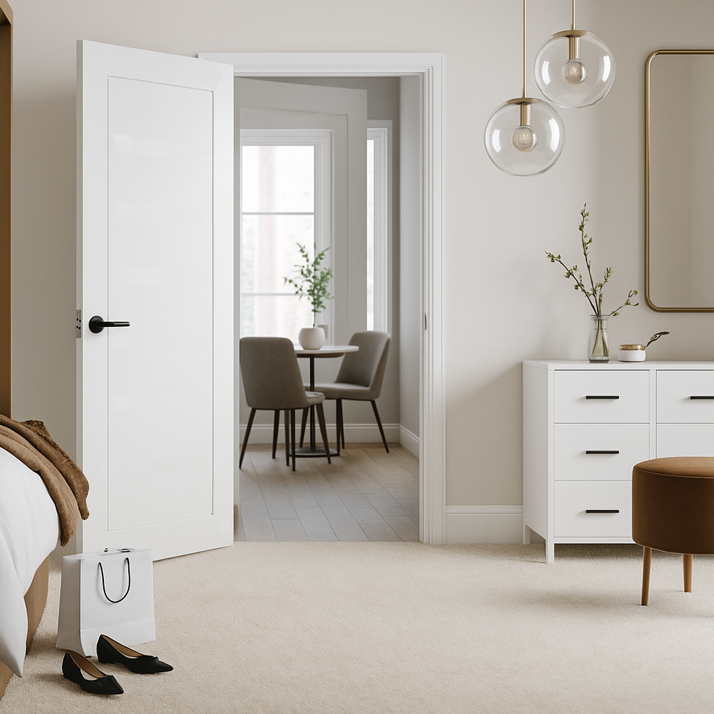 White Primed Internal Door Curved Lines Shaker Style