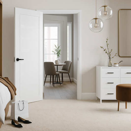 White Primed Internal Door Curved Lines Shaker Style