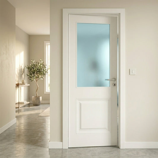 2 Panel Victorian Style Primed White Internal Frosted Glass Door WC9GF