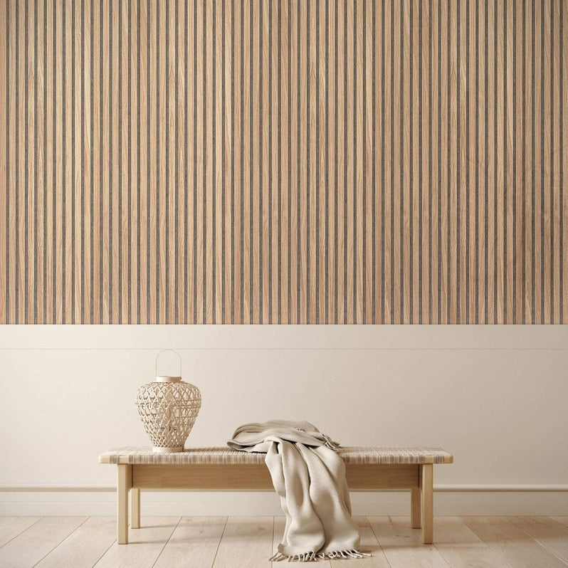 Slat Acoustic Wall Paneling Classic Oak Beige/White Back Felt