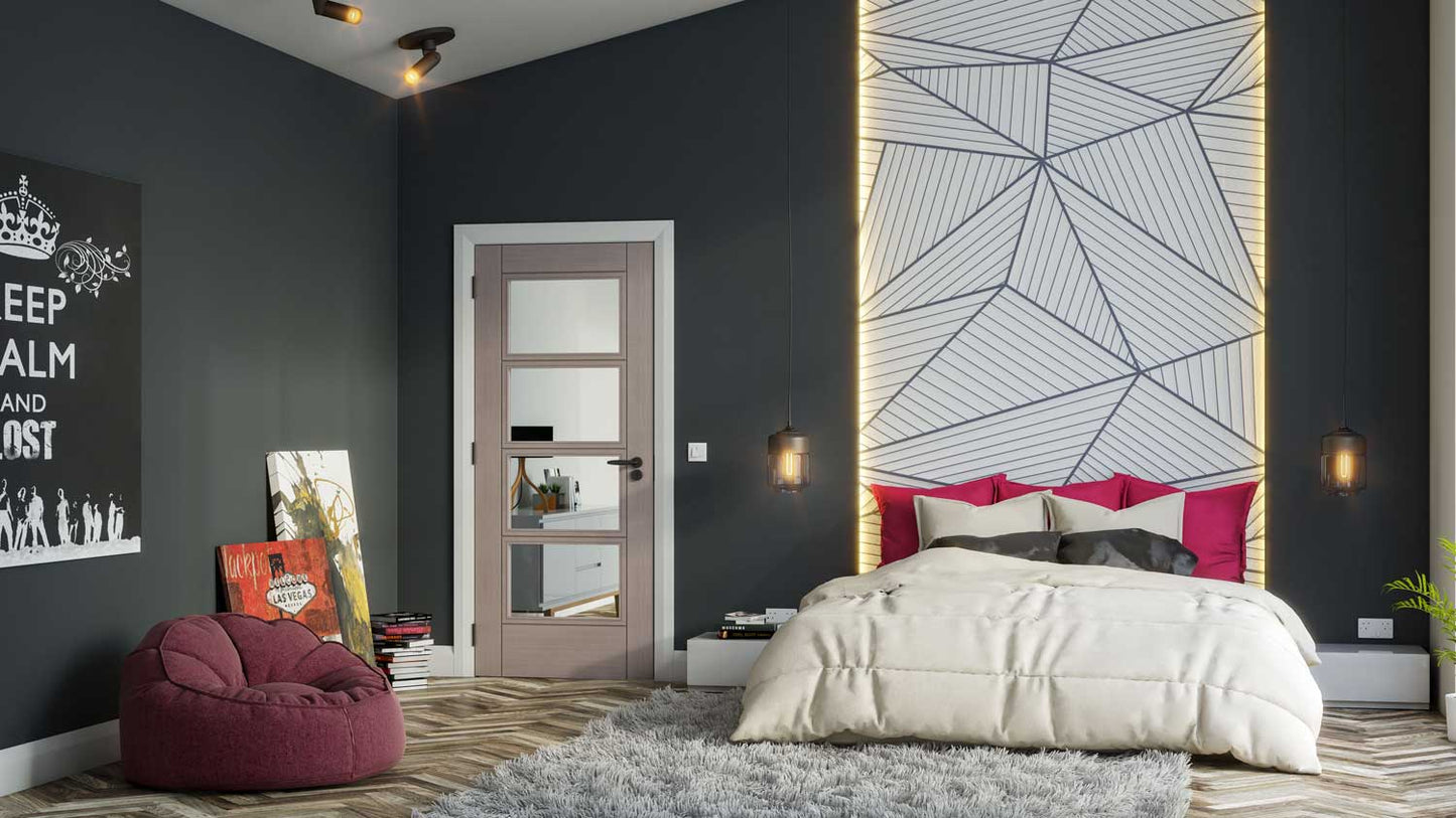HP12G Clear Glass LIGHT GREY Deanta Internal Door
