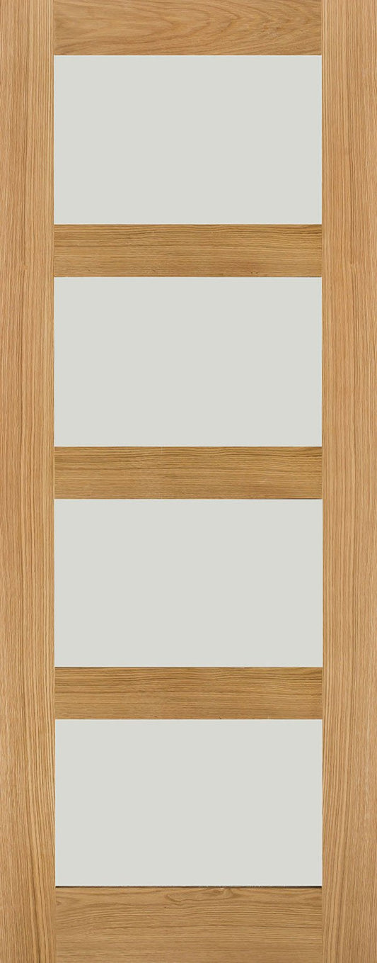 4 Panel Oak Shaker Frosted Glass Internal Door