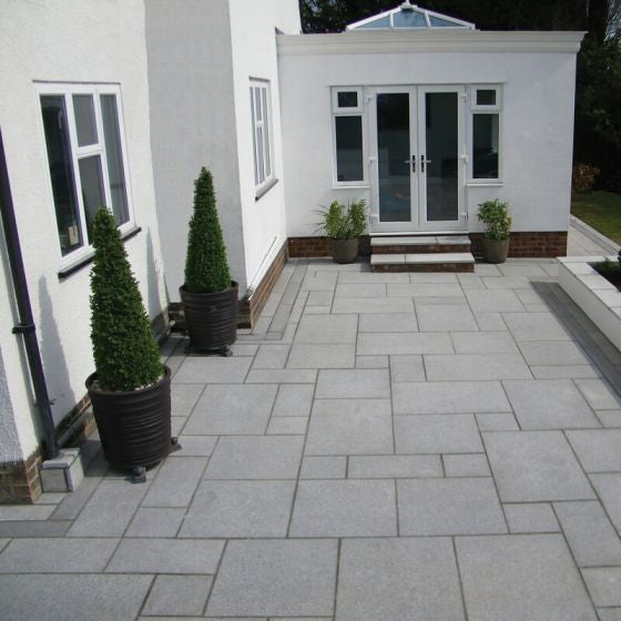 Silver Grey Granite Paving Slabs Flamed Patio Pack
