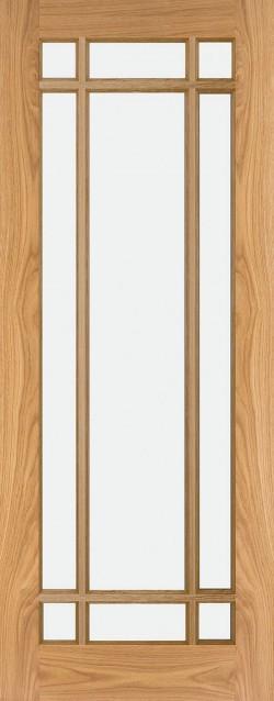 Oak Shaker Clear Glass 9 Panel Internal Door