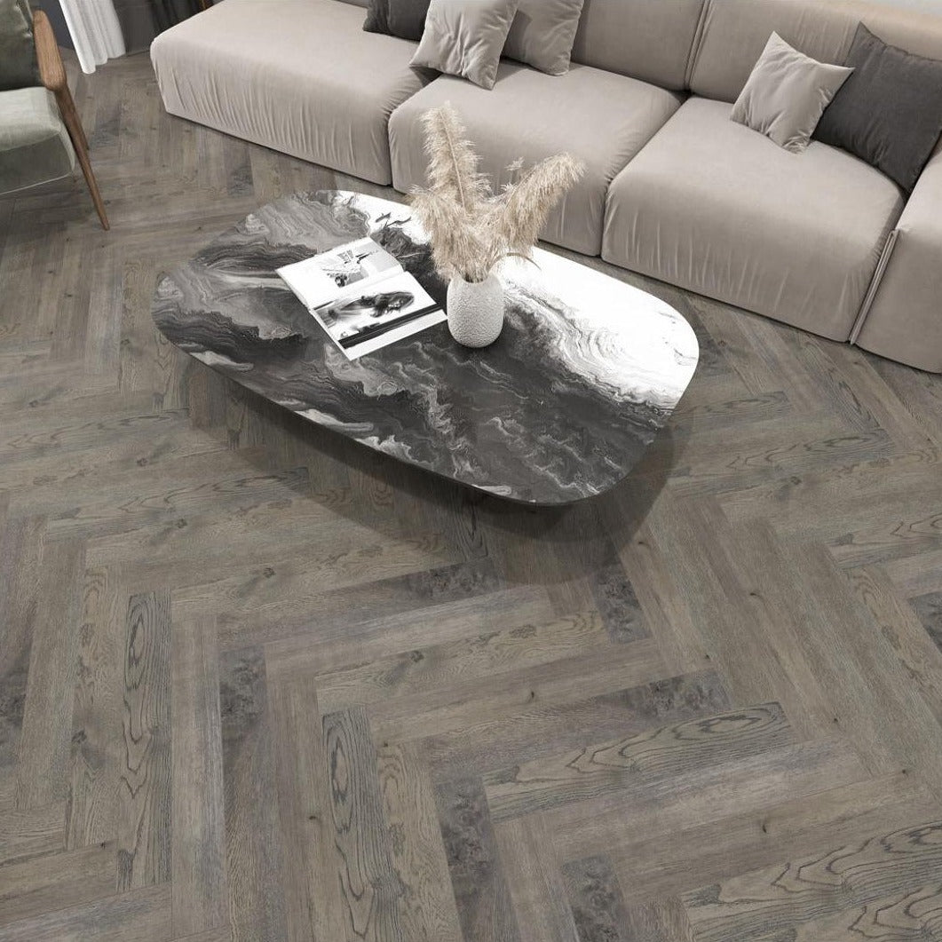 American Walnut herringbone flooring 12mm - installed