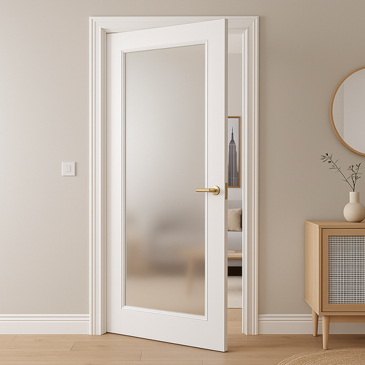 1 Panel Victorian Style Primed White Internal Door WC23GF FROSTED glass