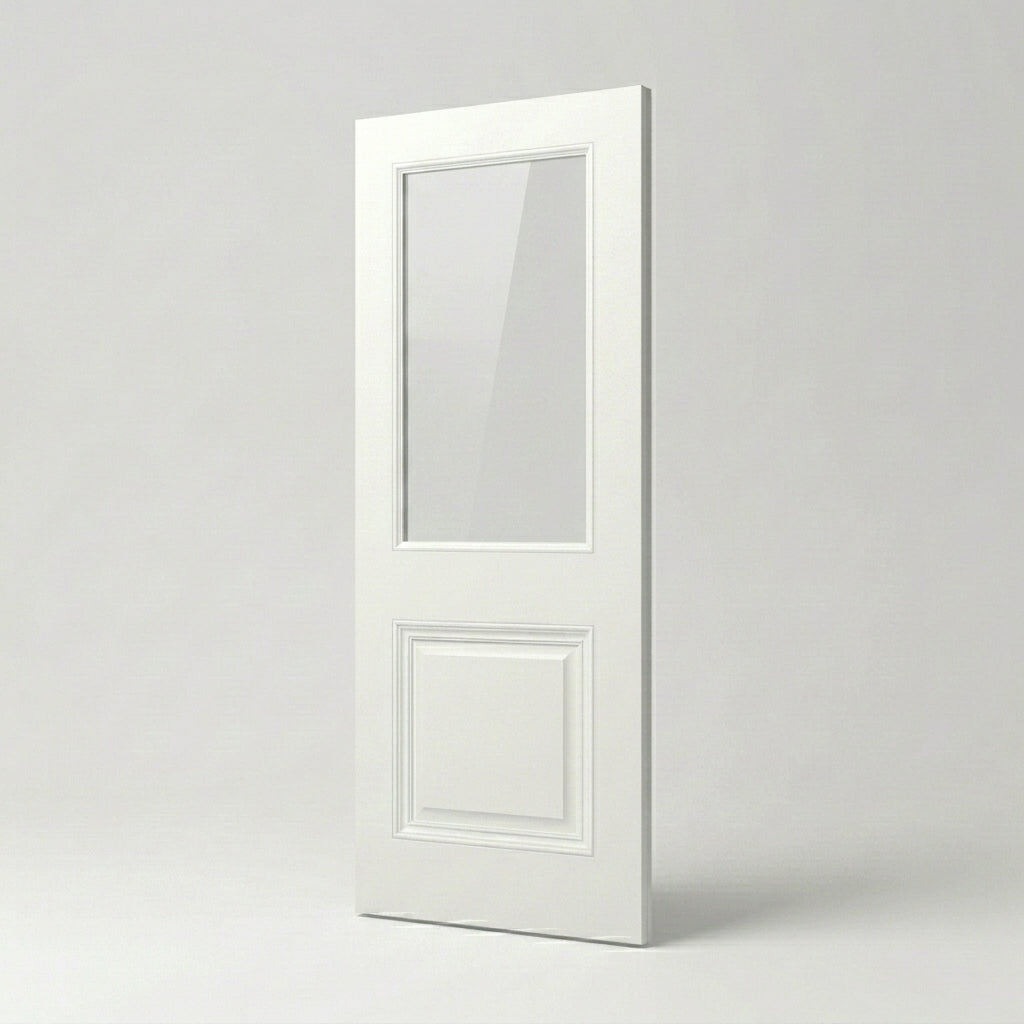 2 Panel Victorian Style Primed White Internal Clear Glass Door 