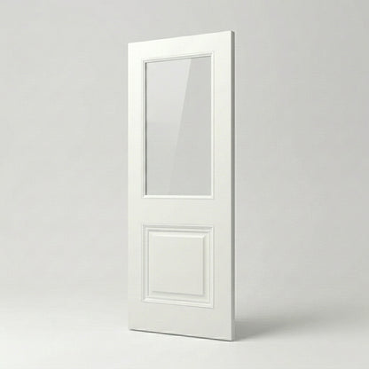 2 Panel Victorian Style Primed White Internal Clear Glass Door 
