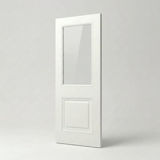 2 Panel Victorian Style Primed White Internal Clear Glass Door 