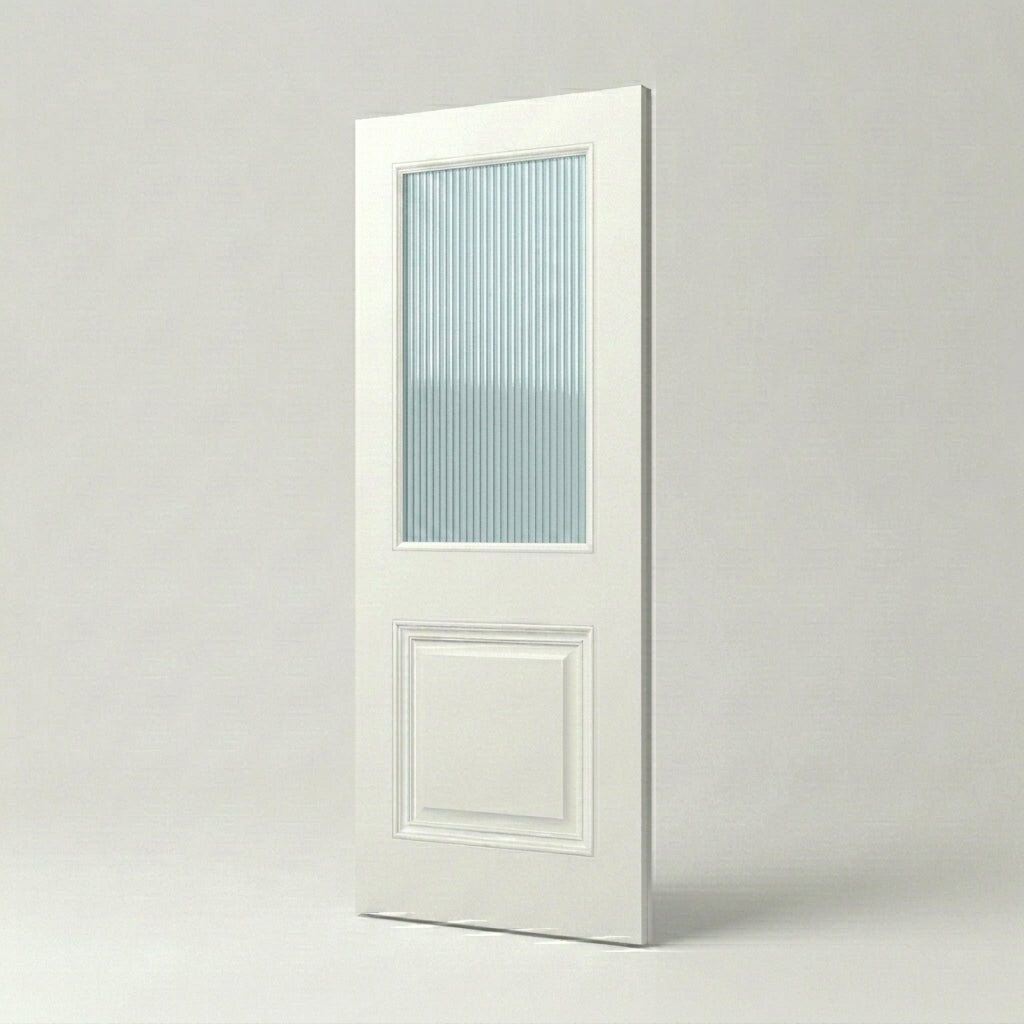 2 Panel Victorian Style Primed White Internal Reeded Glass Door WC9GR