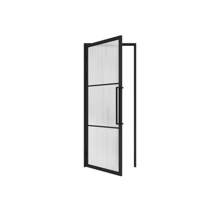 Steel Black Modern Internal Reeded Glass Door Lisbon