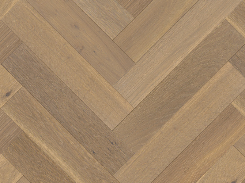 120mm x 600mm Herringbone Abbey Oak smoked white brushed UV matt lacquered engineered oak flooring