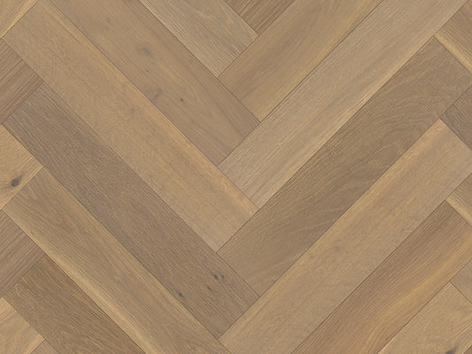 120mm x 600mm Herringbone Abbey Oak smoked white brushed UV matt lacquered engineered oak flooring