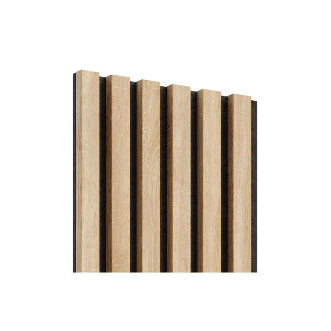 Slat Acoustic Wall Panelling Washed Oak Black Felt Melamine