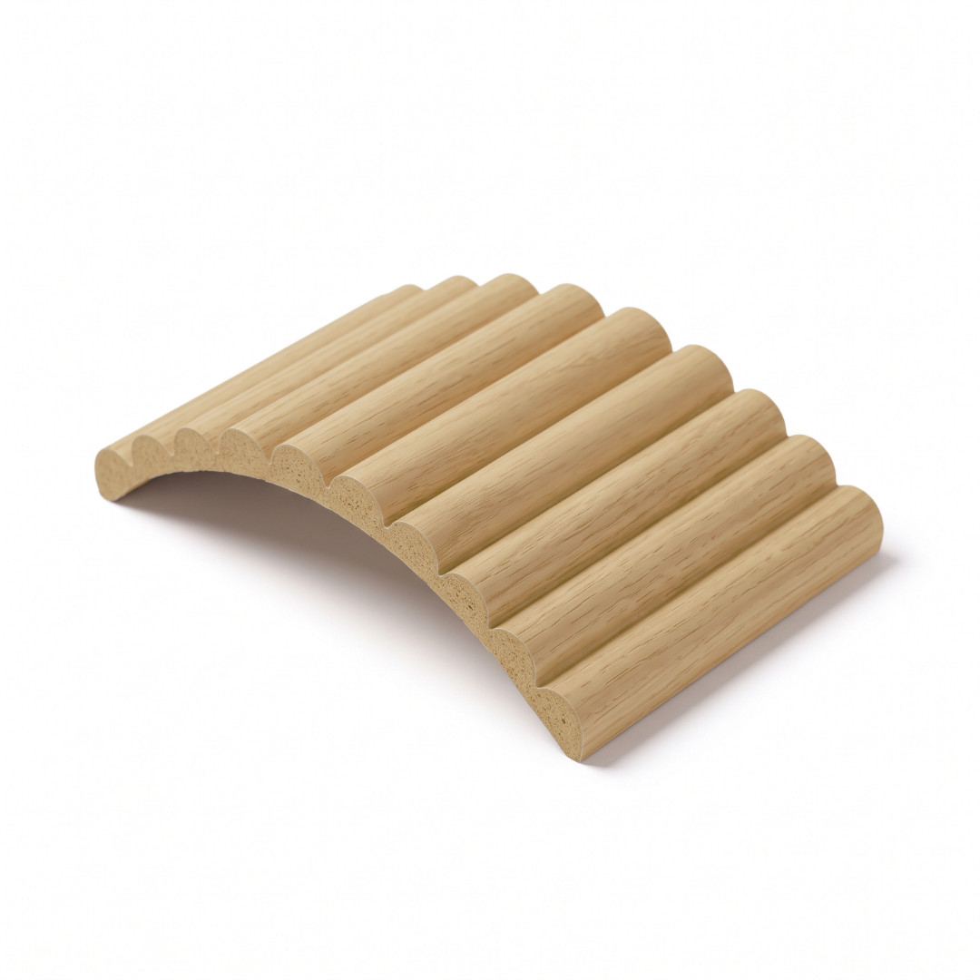 Classic Oak flexible fluted reeded acoustic tambour panel, 2400 x 600mm