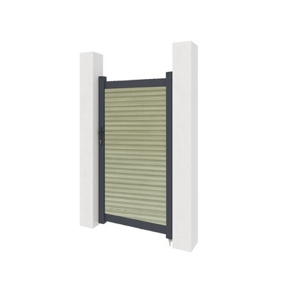 Aluminium gate with composite panels - Antique slatted