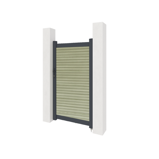 Aluminium gate with composite panels - Antique slatted