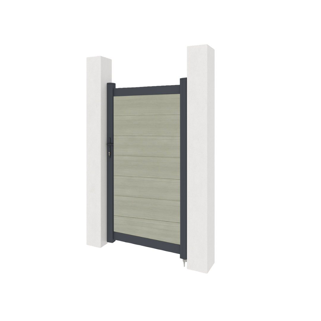 Aluminium gate with composite panels - Antique woodgrain