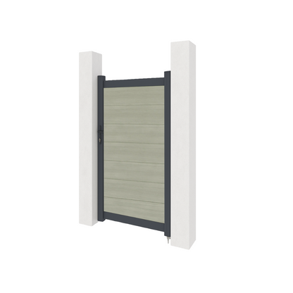Aluminium gate with composite panels - Antique woodgrain