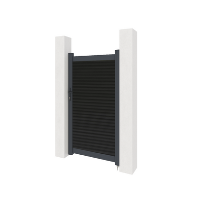 Aluminium gate with composite panels - Black slatted