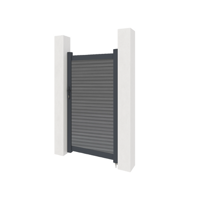 Aluminium gate with composite panels - Stone Grey slatted