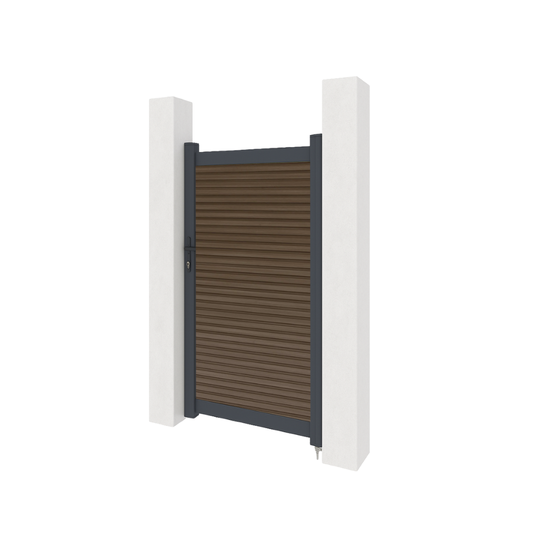 Aluminium gate with composite panels - Teak slatted