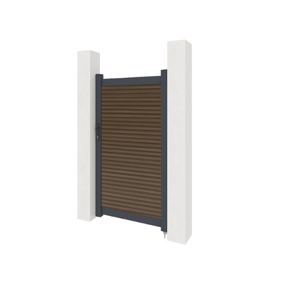 Aluminium gate with composite panels - Teak slatted