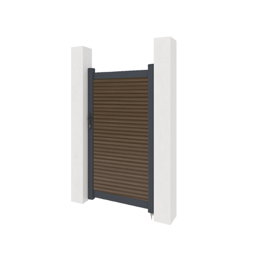 Aluminium gate with composite panels - Teak slatted