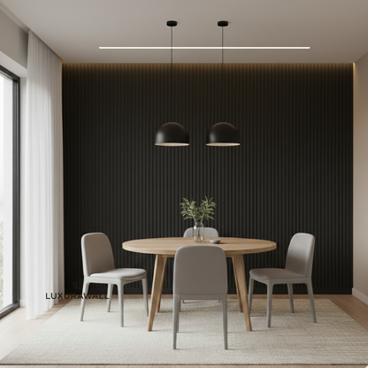 Arched fluted wall paneling - black finish