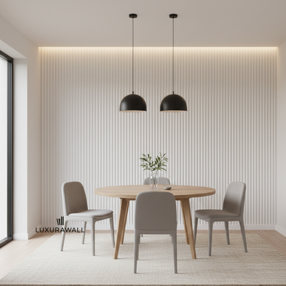 Arched fluted wall paneling - white finish