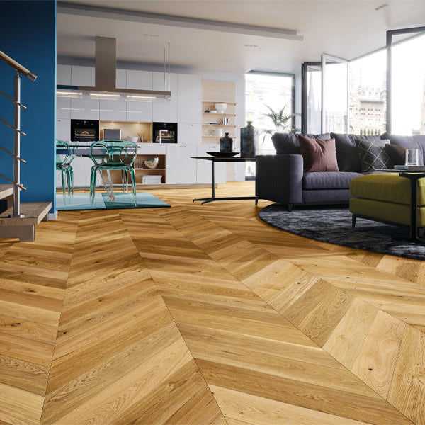 BARISTA OAK CARAMEL / CREMA CHEVRON BRUSHED MATT LACQUERED ENGINEERED FLOORING