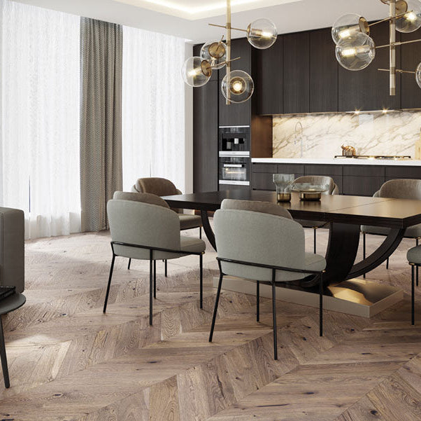 BARISTA OAK SERENE / FRAPPE CHEVRON BRUSHED MATT LACQUERED ENGINEERED FLOORING