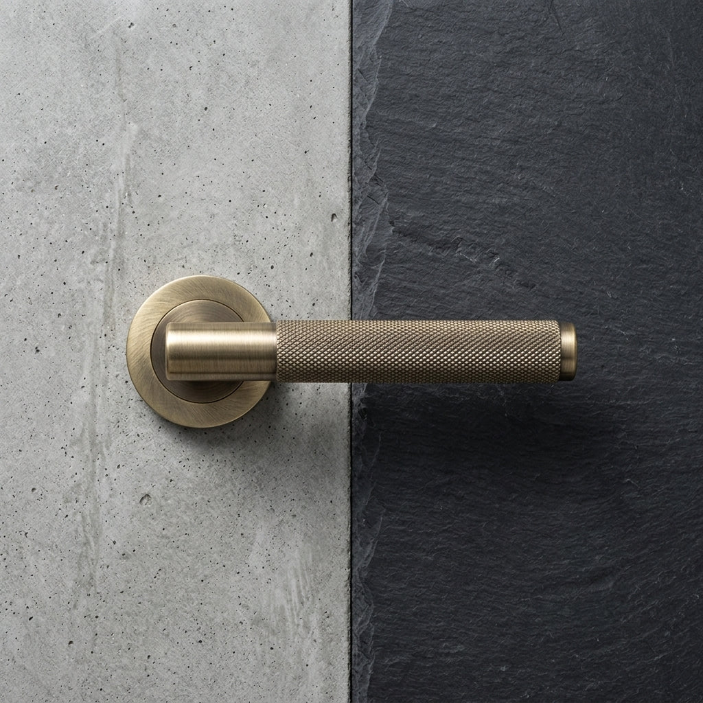 Barcelona Door Internal Antique Brass&nbsp; Knurled Handles