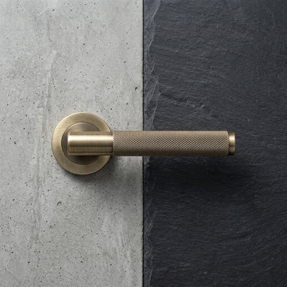 Barcelona Door Internal Antique Brass&nbsp; Knurled Handles