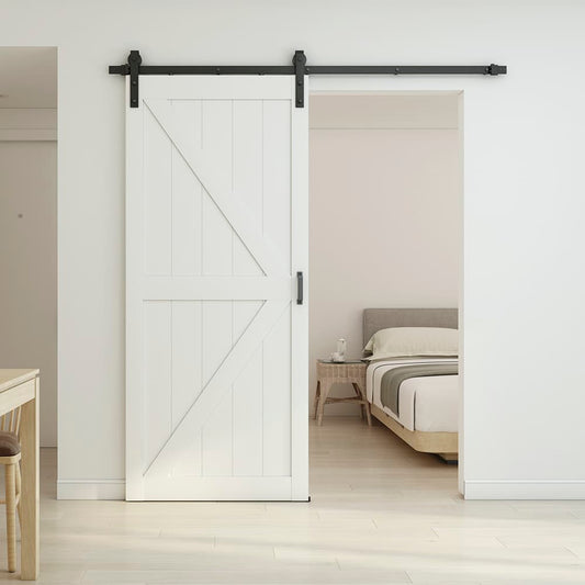Barn Door Sliding Rail Single Door Satin Black