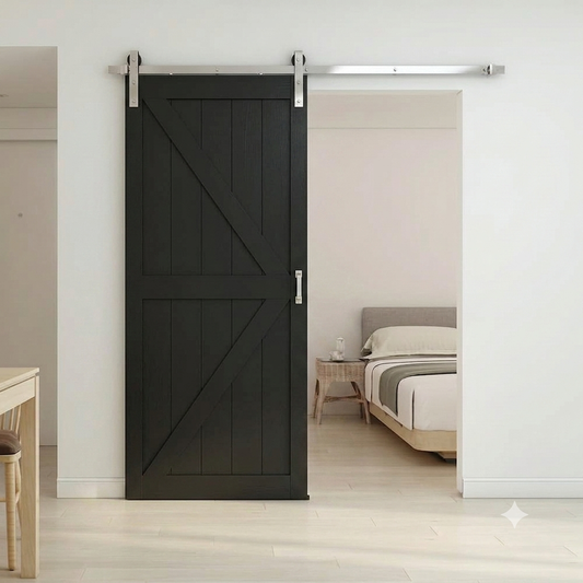 Barn door sliding rail, satin nickel
