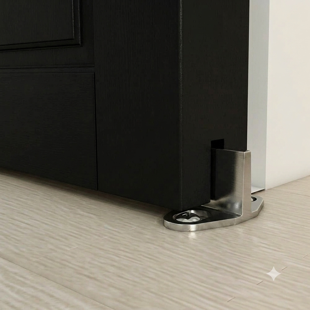 Barn door sliding rail, satin nickel, installed