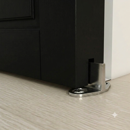Barn door sliding rail, satin nickel, installed
