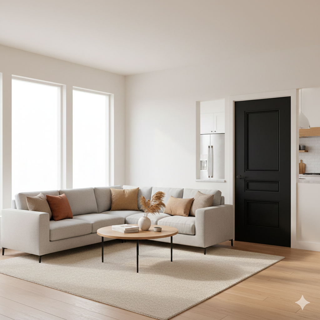 Black 3 Panel Victorian Style Premium Primed Internal Door WC39 Solid