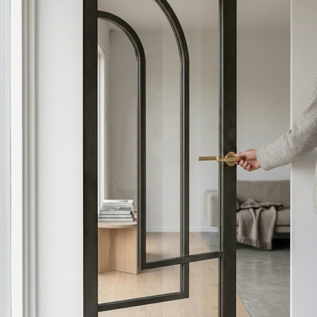 Black Crittal Internal Door Large Glass Modern Style