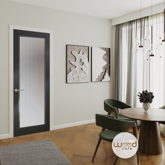 Black Shaker Reeded Glass Internal Door WC15GR