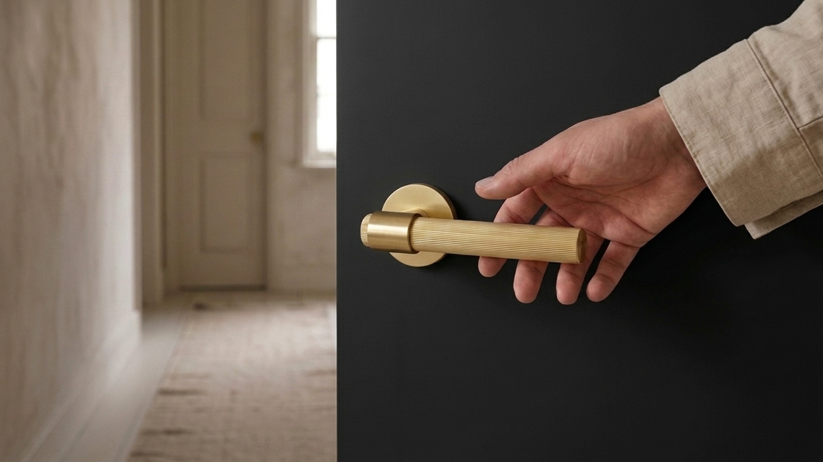 Brussels Satin Brass Knurled Door Handle