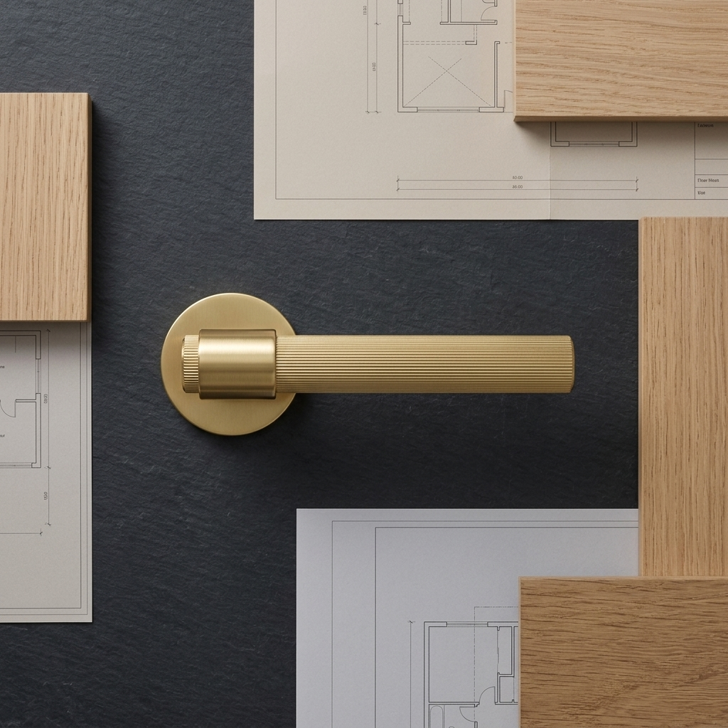 Brussels Satin Brass Knurled Door Handle Only
